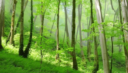 green forest wall painting best art 4k