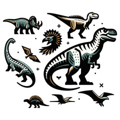 Prehistoric Charm: Dinosaur Vector Design Elements for Thrilling Creative Projects