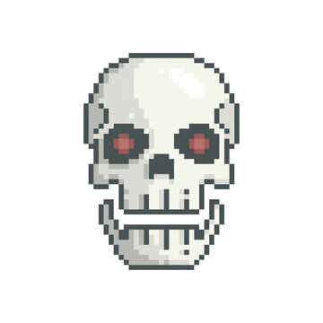 Skull smiling, pixel art character
