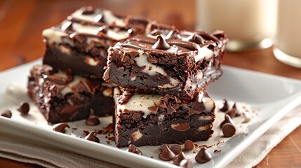 Delicious decadent Chocolate Brownie Delight . Generative Ai