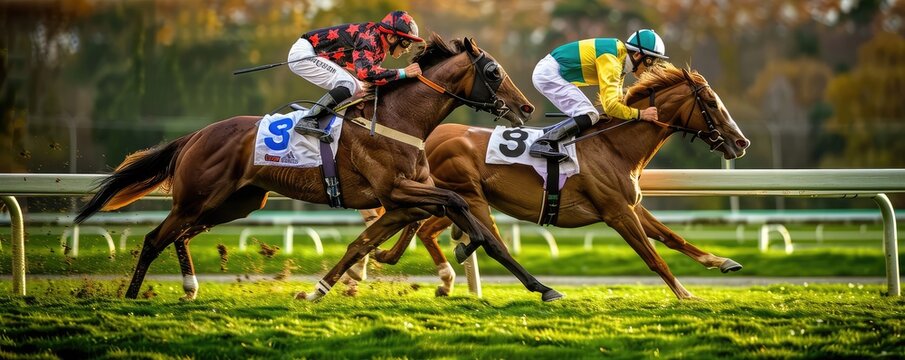 Dynamic capture of horse racing action with jockeys striving to win in a high-stakes competition