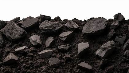 rough surface of black soil cut out