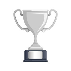 Silver trophy for place winner. Transparent white background. EPS 10 vector files are provided for customization. Simplified for championship and achievement rewards