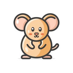 Minimalistic cartoon cute mouse in vector 2D style on a white background