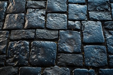 Rough Black cobble stone. Wall street. Generate Ai