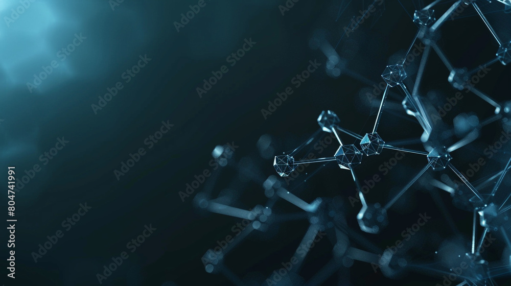 Wall mural dark gradient with high-tech tiny molecular mesh futuristic small polygonal connections fading from 