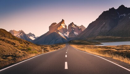 empty road with shaped mountains in background travel abroad concept nature wallpaper