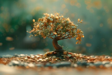 Money tree growing coins