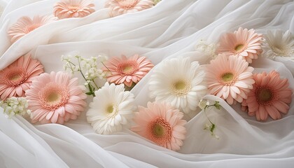 ethereal flowers enveloped in a translucent white sheet generative ai image