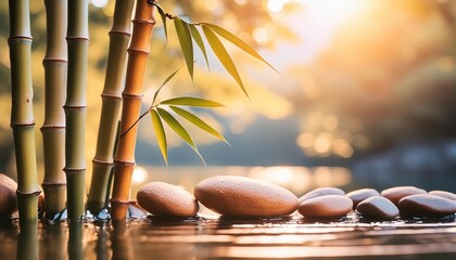 states of mind meditation feng shui relaxation nature zen concept bamboo rocks and water background...