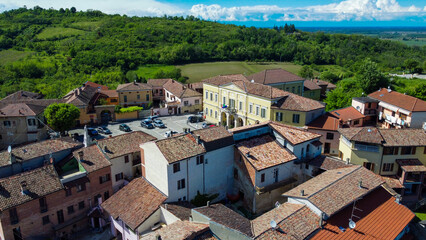 Obraz premium Pecetto di Valenza is an Italian municipality in the province of Alessandria in Piedmont, Italy. Image from the drone