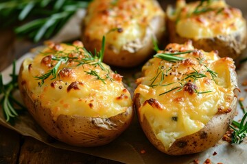 Wholesome Baked potatoes. Cooking oven cuisine. Generate Ai