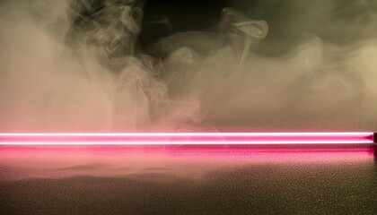 horizontal pink neon line in haze