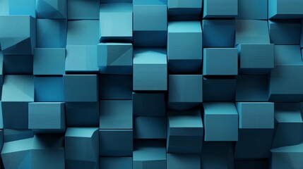 Create a seamless pattern of randomly sized cubes in varying shades of blue