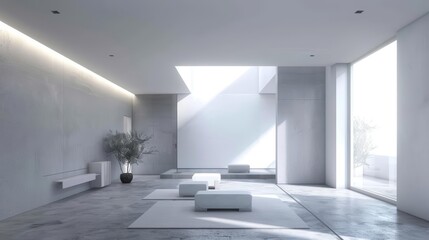 Design a minimal and peaceful space using white concrete