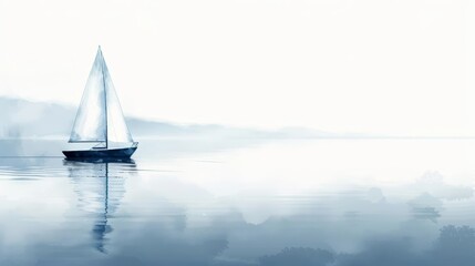 A lonely sailboat makes its way across a vast ocean