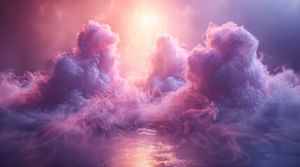 Naklejka premium Soft lavender smoke abstract background rises gently from a pale brown floor.