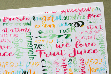 word print fabric with fun summer themed messages