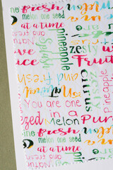 word print fabric with fun summer themed messages