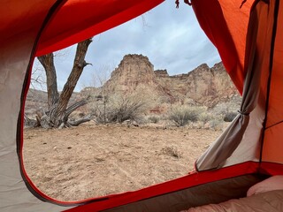 Tent camping in the desert 