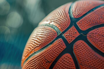 Spherical Basketball ball closeup. Game sport basket. Generate Ai