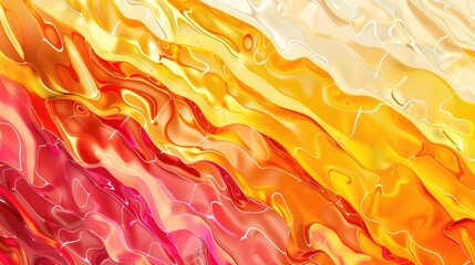 A vibrant close up painting featuring an Amber and Orange color palette with a marble texture,...