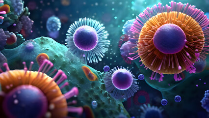 3D bacteria texture background, science