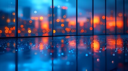 City lights - rainy night - full screen background - graphic resource - blue tint - cityscape - skyline 