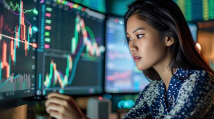 woman studying the trading market