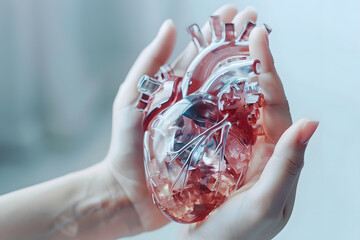 glass heart in woman's hands