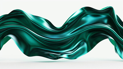 Dark emerald green wavy abstract design, perfectly isolated on a white background, high-resolution capture.