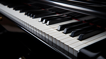 Black and white piano keys close-up view
