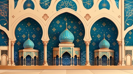 Intricate Ornamental Pattern for Islamic Mosque Greeting Card