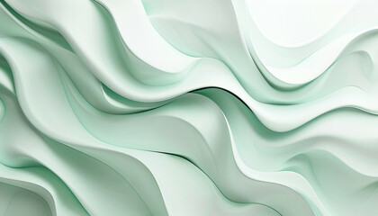 Obraz premium Pale mint green wave-like abstract pattern, starkly isolated on a white background, HD clarity.