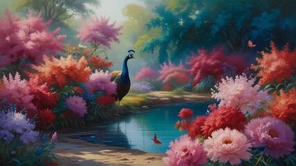Majestic Peacock: Elegant Bird in Nature's Canvas