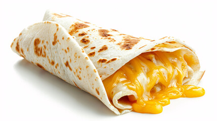 Tortilla wrap with cheese isolated on white