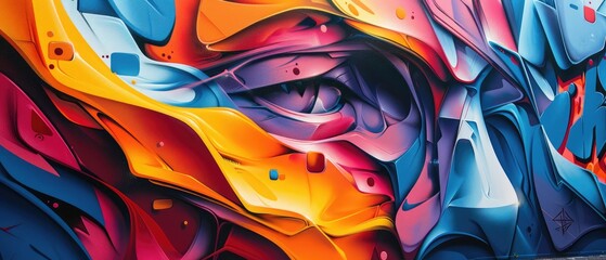 A graffiti of an eye with bright colors.