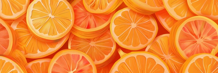 This detailed illustration of orange slices on a bright background serves as a perfect choice for food-themed graphics, marketing materials, and health campaigns.

