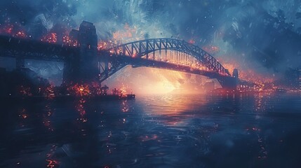 city harbour bridge at night - Powered by Adobe