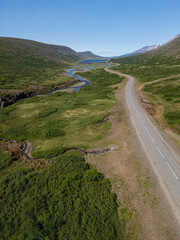 Road through Skriddalur Valley in Iceland