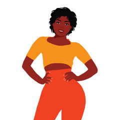 Modern fashionable black woman in elegant art style vector