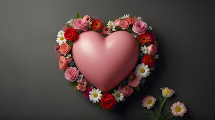 Obraz premium Floral Heart: Symbolizing Love and Emotion for Charity Events, Support Groups, and Emotional Wellness Campaigns