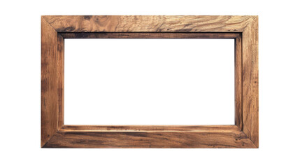 Wooden blank frame isolated on white background, modern and classic border frame for mock up