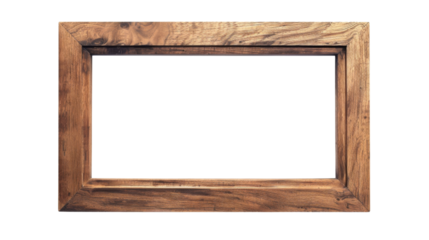 Wooden blank frame isolated on white background, modern and classic border frame for mock up