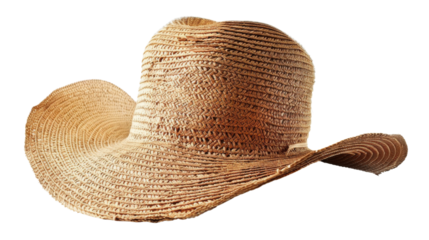 Womens straw hat isolated on white background, png transparent