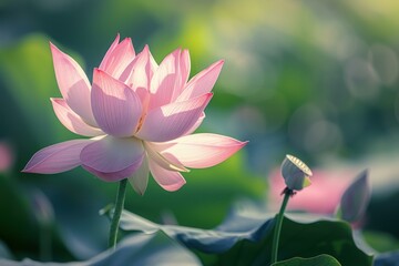 Obraz premium Mesmerizing Spectral light lotus. Water pond floral. Generate Ai
