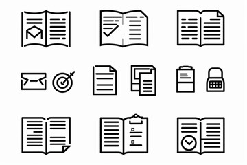 Document line icon set. Documents symbol collection. Different documents icons vector illustration vector icon, white background,