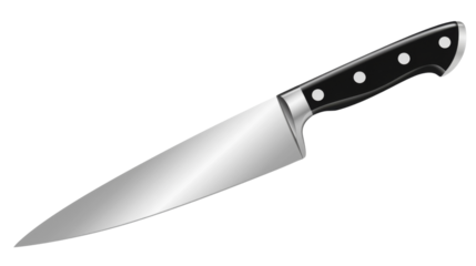 Vector realistic kitchen knife on an isolated white background. Knife png. Kitchen appliances png