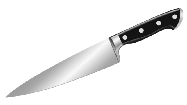 Vector realistic kitchen knife on an isolated white background. Knife png. Kitchen appliances png