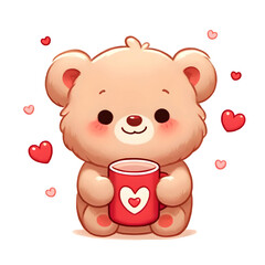 Obraz premium cute teddy bear with red mug